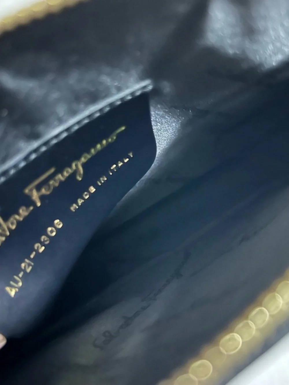 Salvatore Ferragamo Black Leather Shoulder Bag with Gold Hardware